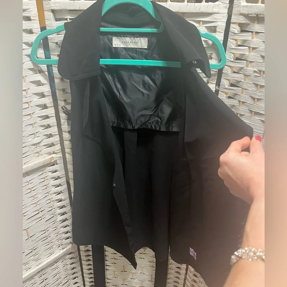 ZARA Black Sleeveless, Wrap Tunic Top with Tie-Waist Small - Picture 4 of 11